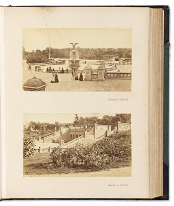 (PHOTOGRAPHY.) Bound collection of fine nineteenth-century albumen photographs of New York City, Niagara Falls, and the Bahamas.